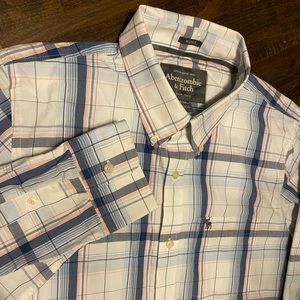 Abercrombie & Fitch Muscle Button Shirt Mens XXL Plaid Cotton Long Sleeve Pocket